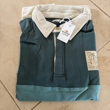 Marine Layer Brushed Jersey Rugby Polo Shirt Mens Small Green Ombre Preppy