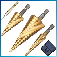 Hss Stufenbohrer Set 4-Teilig Titanbeschichtet 4-32Mm FüR Metall Holz Kunststoff
