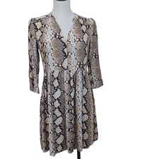 Anthropologie Maeve Dress Juno Snake Print Reptile Crepe Popover Womens X Small