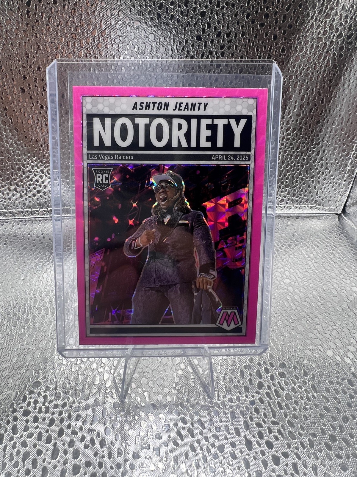 2025 Panini Mosaic - Notoriety Ashton Jeanty #18 Mosaic Pink Fluorescent...