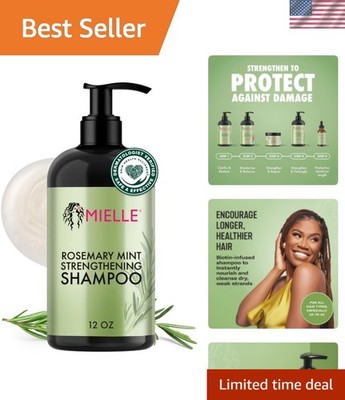 12 oz Rosemary Mint Shampoo - Organic Strengthening Formula for All Hair Types