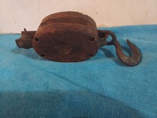 Antique 9 1/2"×2 1/4" Snatch Pulley Wood & Steel