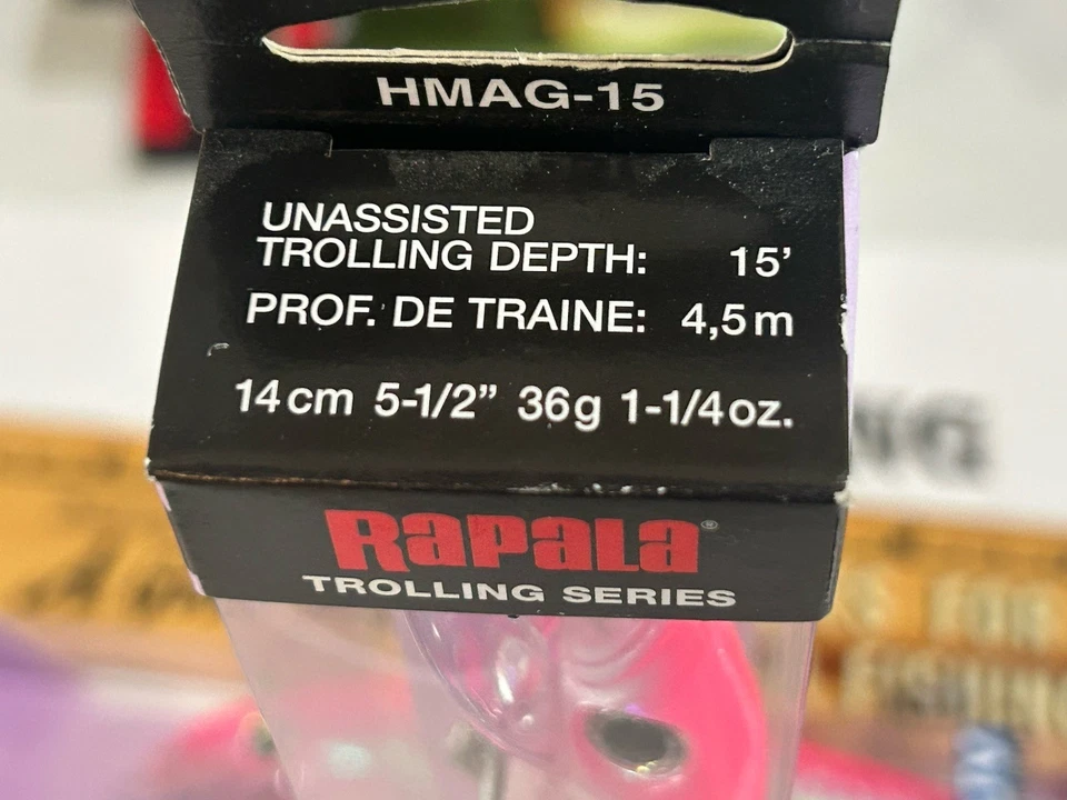 LOT OF 2 Rapala Husky Magnum HMAG-15 15cm 36g 1-1/4 OZ. HOT PINK UV COLOR NIPS - Image 3 of 4