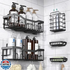 EUDELE Adhesive Shower Caddy, 5 Pack Rustproof Stainless Steel Bath Organizer