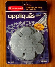 Vintage 1984 RUBBERMAID Flower Bathtub APPLIQUES BLUE 7085 16 Pcs New Open Pkg