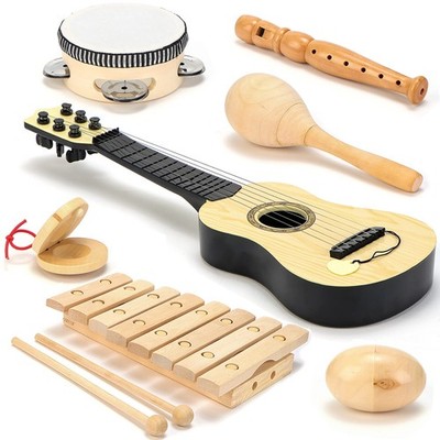 Wooden Musical Instruments for Toddlers   7-Piece Kids Music Set with Xylophone,