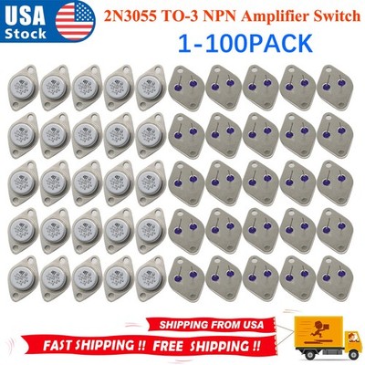 Lots 2N3055 TO-3 NPN Amplifier Switch Transistor Audio Power Metal Case 15A/60V
