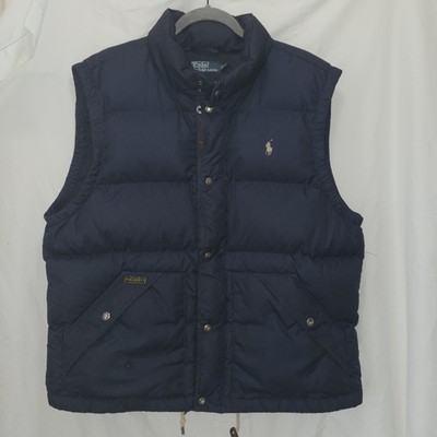 Polo Ralph Lauren Down Puffer Vest Mens XL Navy Blue Gold Pony Heavyweight...