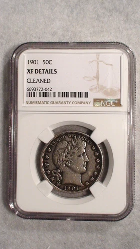 1901 P NGC EXTRA FINE BARBER HALF PRETTY 50C SILVER COIN BUY IT NOW!