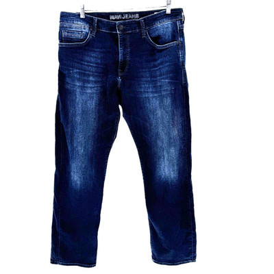 Mavi Matt Relaxed Straight Leg Jeans Mens 36x32 Dark Wash Stretch Flex Mid Rise