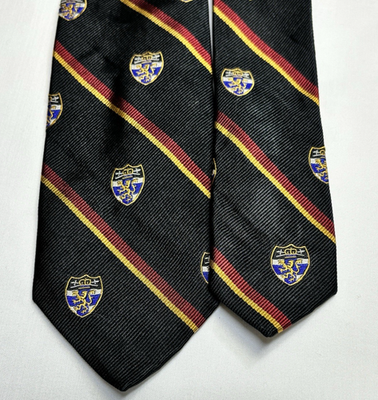 #ad Polo Ralph Lauren Silk Tie Black Club Tie Hand Made Italy 3quot; X 57quot; $65.00