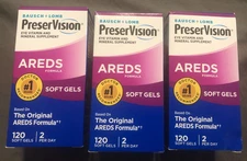 New Lot Of 3 PreserVision Original AREDS Eye Vitamins 120x3 360 SoftGels 5/2026+