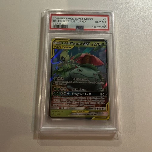 Celebi & Venusaur GX (1/181) Team Up PSA 10