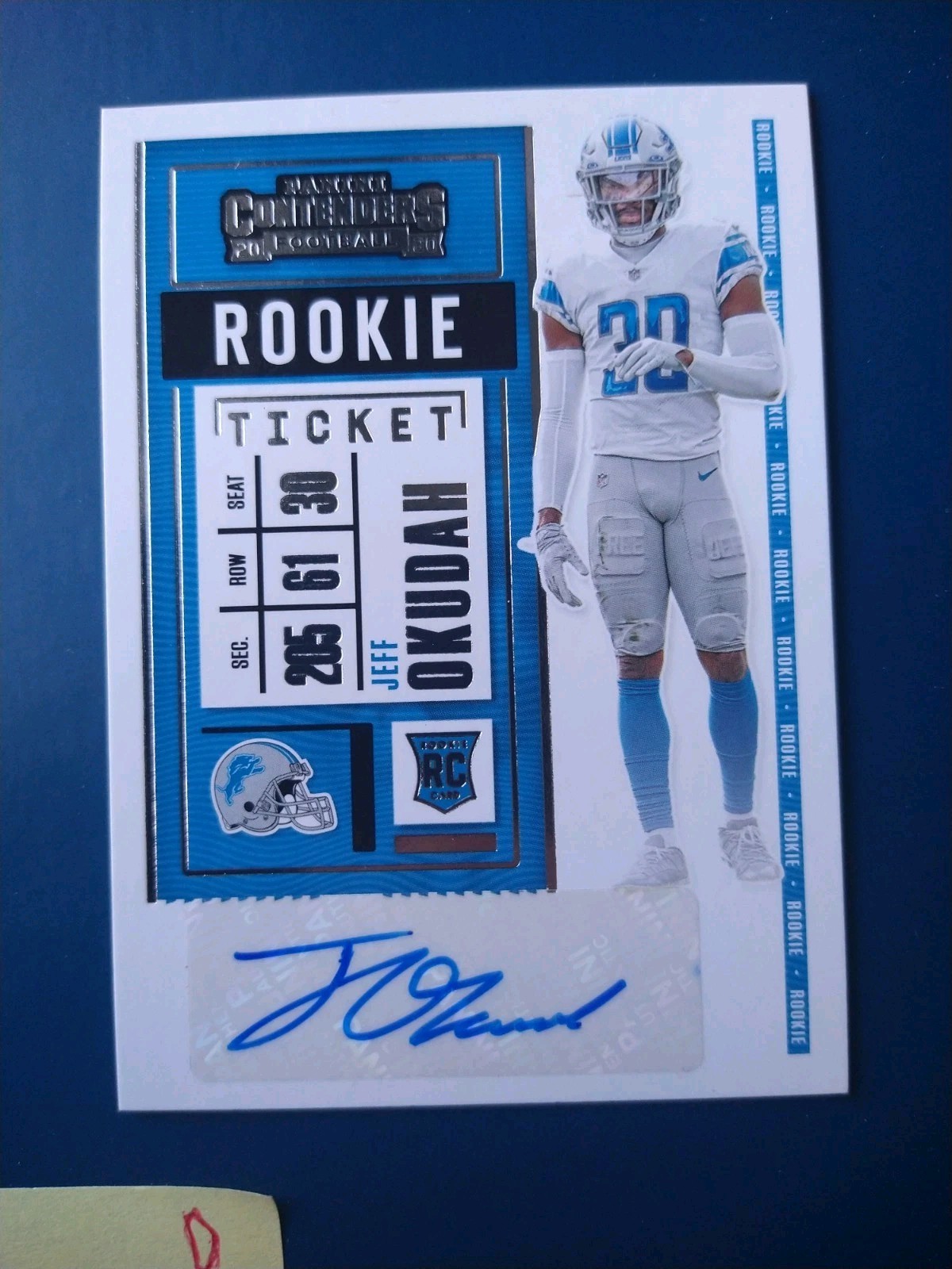 Jeff Okudah Panini Contenders #143 Autograph