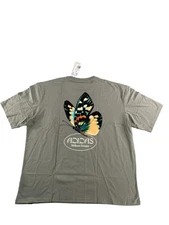 adidas Shirt Womens Large Silver Pebble Wellness Division Butterfly Tee IS1039