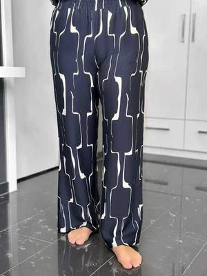 MILANO ITALY - Wideleg Pants Grafic / navy-weiß - Bild 1 von 4