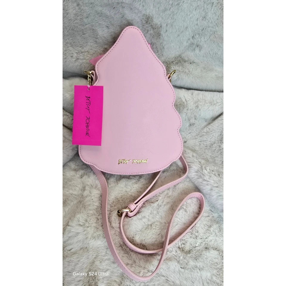 Bolso Bandolera Betsey Johnson Rosa Árbol de Navidad Vacaciones Brillante Arco Copo de Nieve Foto 3 de 4
