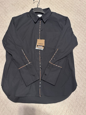 NEW BURBERRY Women's Sz US Nova Check Black Button Up