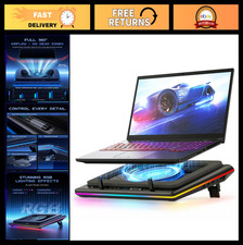 Gaming Laptop Cooling Pad with 5.5'' Turbofan, Adjustable Speed, USB Hub, RGB -