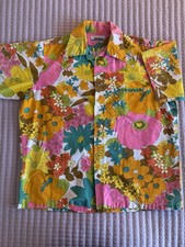 Vtg 60s 70s Penneys Hawaii Shirt Floral Hippy Hawaiian Rayon Bright Mens Large