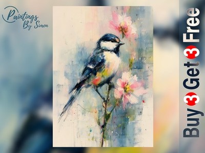 Kleiner Gartenvogel 5''x7'' Druck auf mattem Papier | Bunter Vogel Wandbild