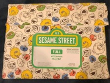 New Sesame Street 4pc FULL Cotton Sheet Set Oscar, Big Bird, Grover, Elmo