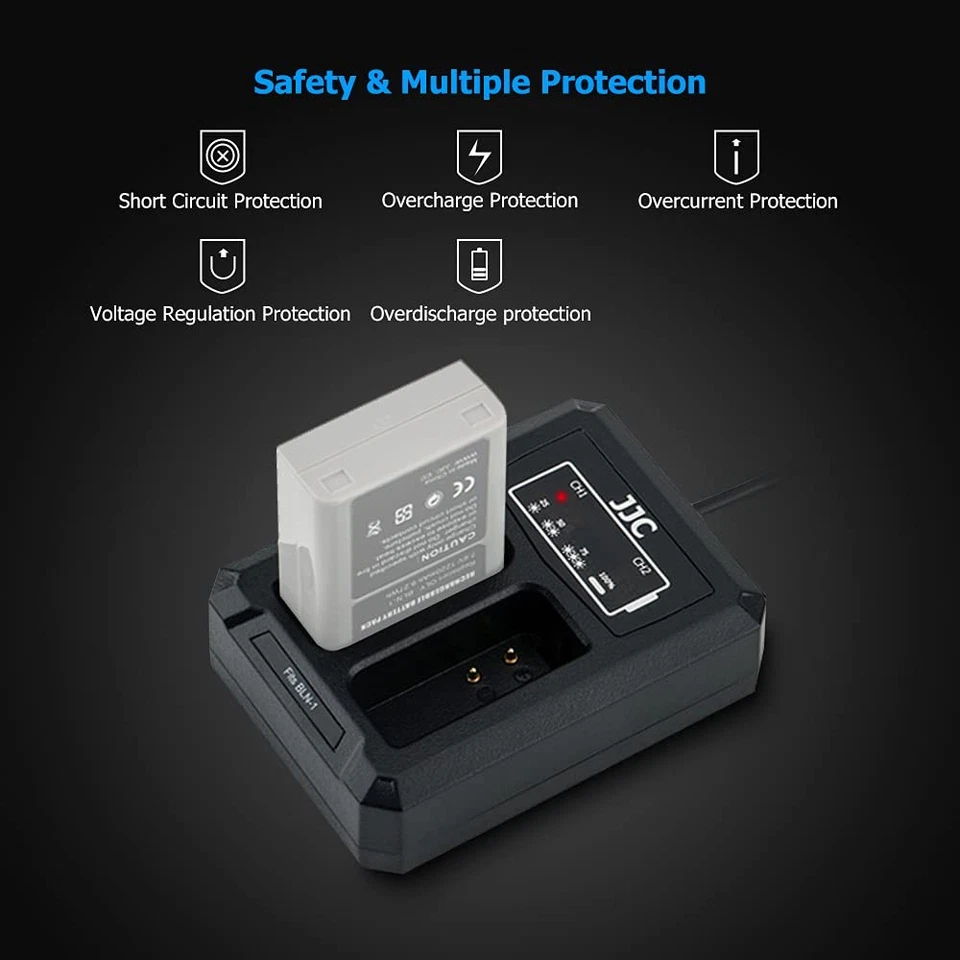 Cargador de batería doble BLN-1 cable USB incorporado compatible con Olympus OM-D E-... Foto 2 de 4