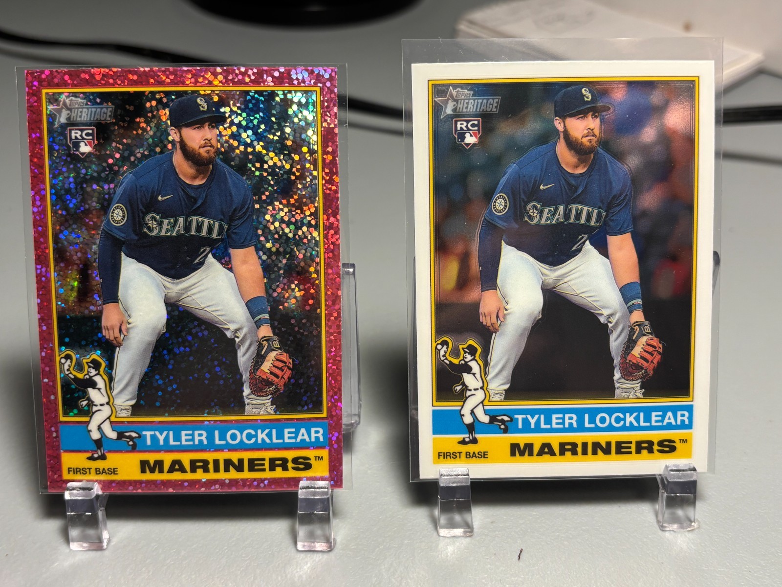 Tyler Locklear 2025 Topps Heritage #447 Chrome Pink Sparkle Refractor Rookie & B