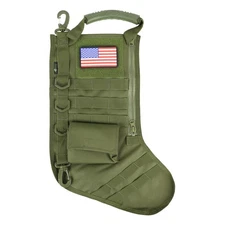 Osage River Tactical Christmas Stocking Handle, USA Patch MOLLE Webbing OD Green