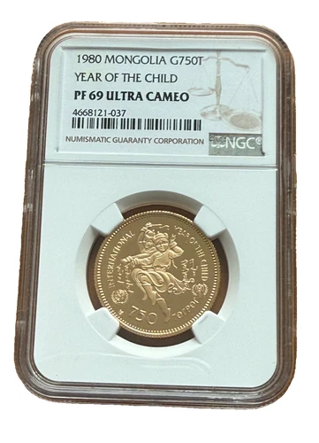 Mongolia 1980 Gold 750 Tugrik NGC PF69UC Year of The Child