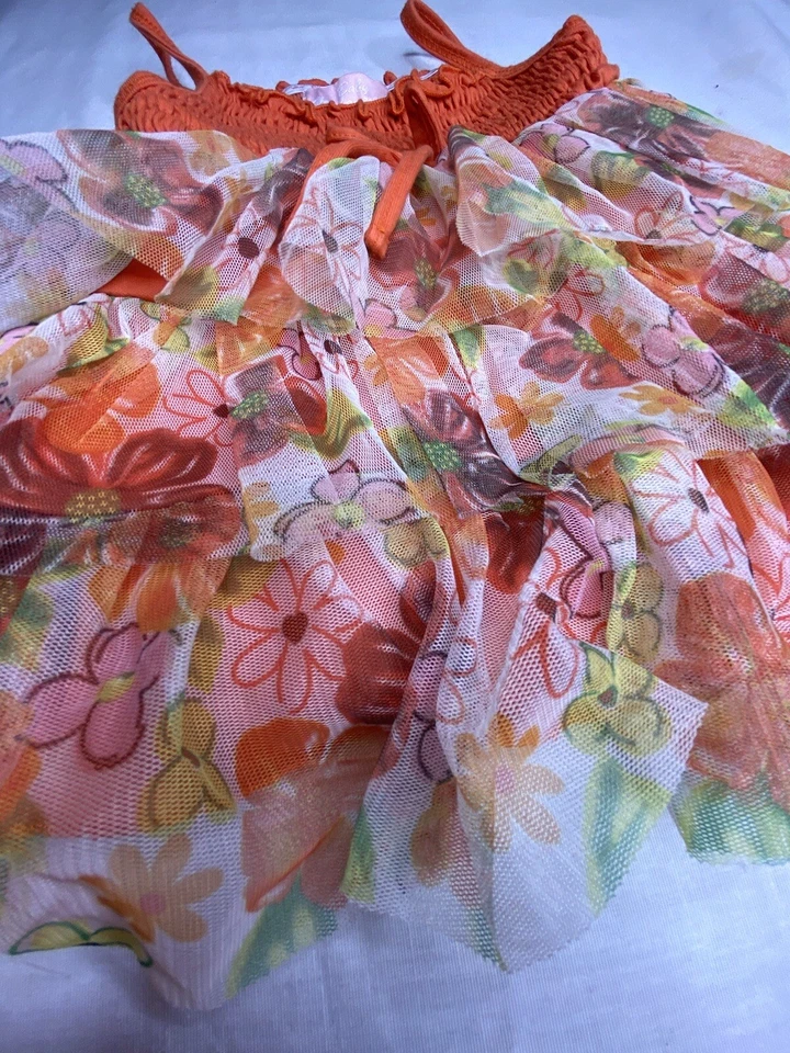 Vestido Baby Headquarters Niñas Naranja Flor Capas 18M Foto 2 de 4