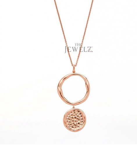 14K massives Gold lange Creolen und Scheibe Handarbeit Anhänger Halskette-The Jewelz - Bild 3 von 4