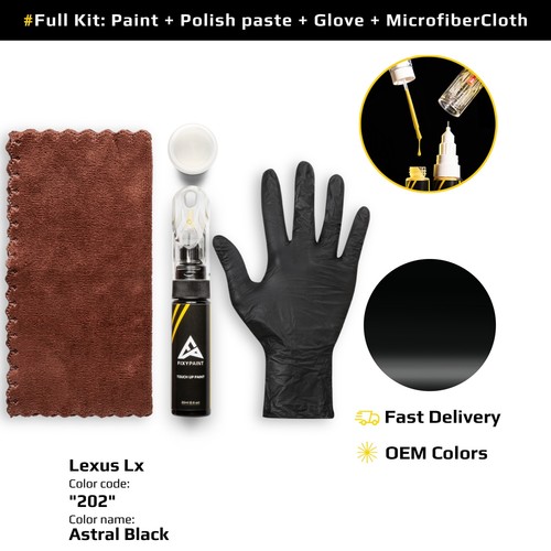 Touch up Paint for Lexus Lx Code: 202 Astral Black Exact Color Match - Picture 1 of 10