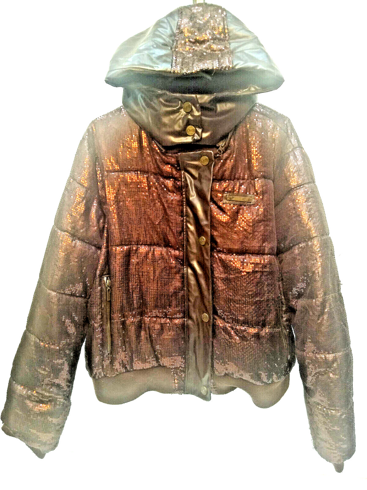 DEREON OUTERWARE brown/maroon sequins, hooded fro… - image 7