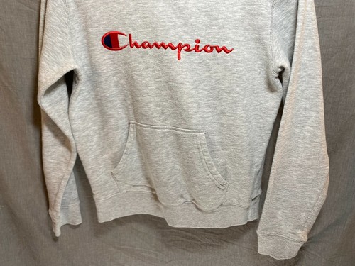 Champion Shirt Boys Large Grey Spell Out Hooded Kids Youth - Picture 3 of 8