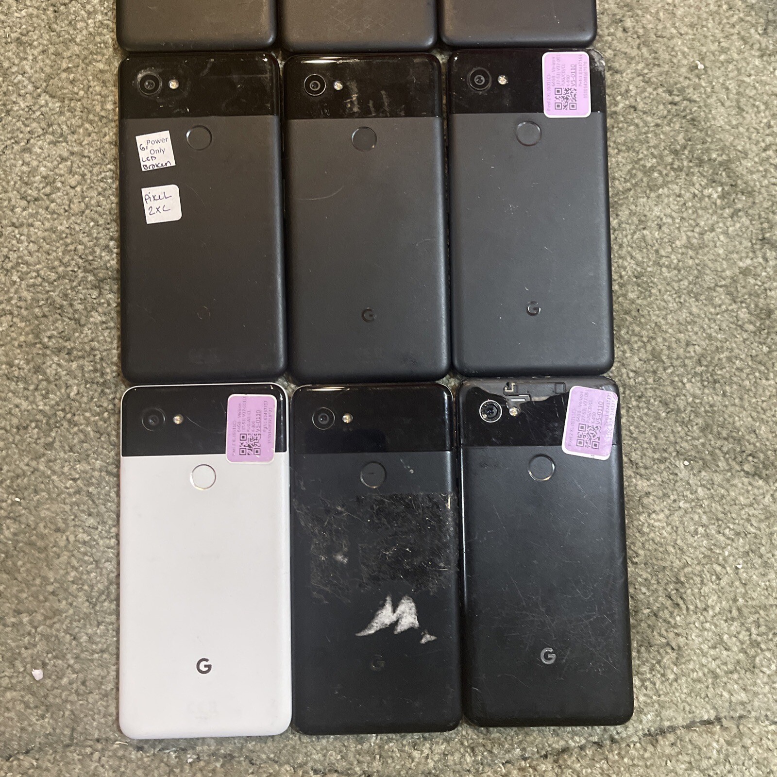 Lot of 9 Used Google Pixel 2XL Phones Verizon 64GB for Repair/ parts