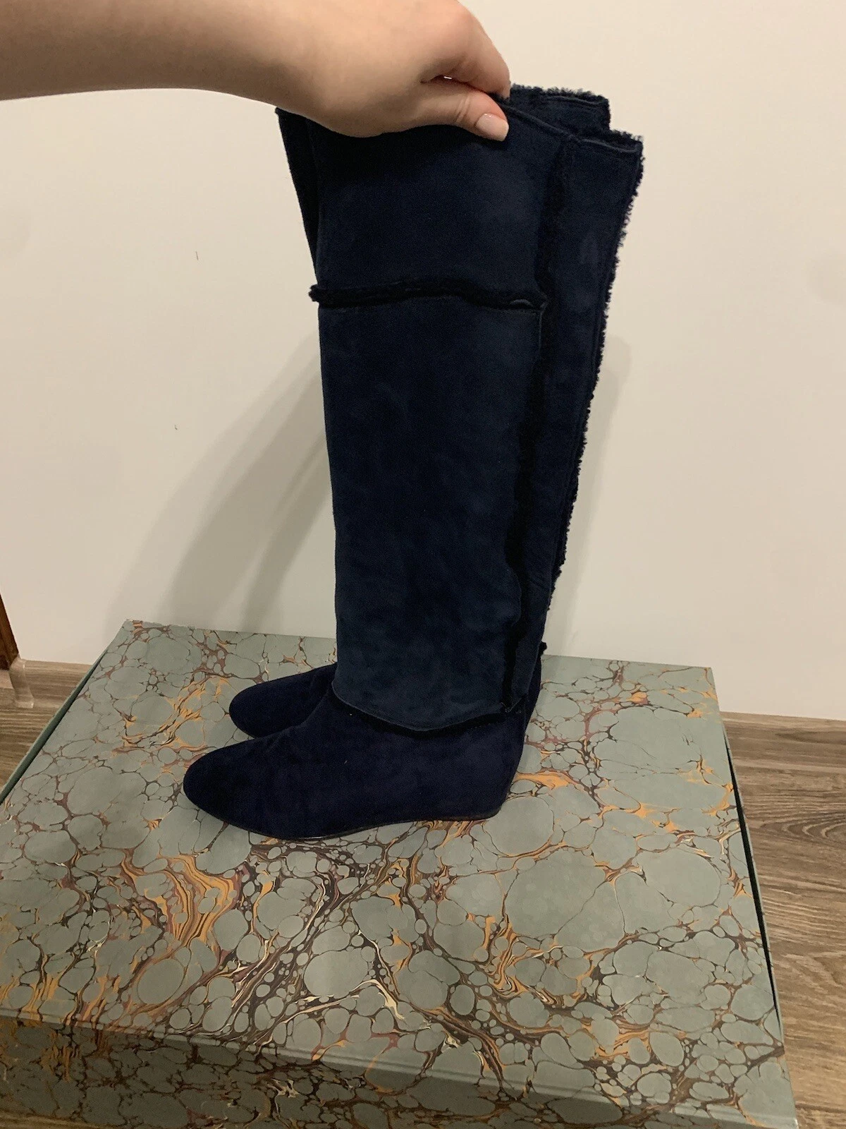 Lanvin — Lanvin Boots, Shearling, Navy Suede. 40.5 EU, 7.5 UK, 9.5 US.