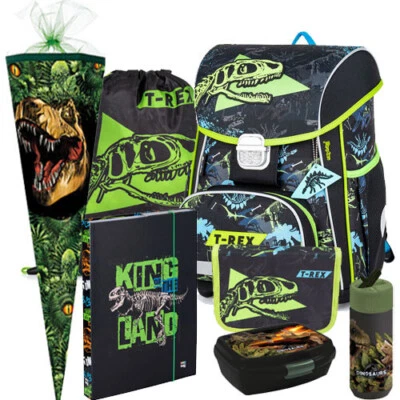 OXYBAG Dinosaurier Dino T-REX Ranzen Schulranzen Tornister Set mit Schultüte Heftbox