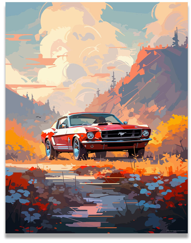 Ford Mustang Poster Room Classic Car Decor Art Garage Wall 11x14