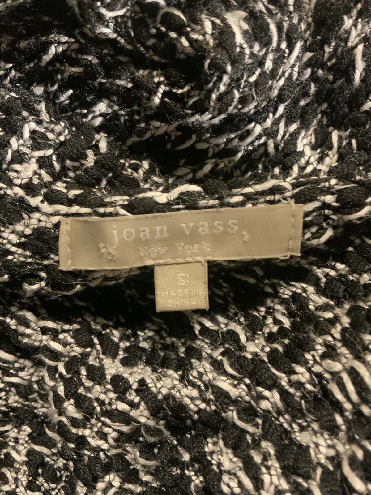 Joan Vaas New York Size Small Black White Tweed Cardigan Sweater