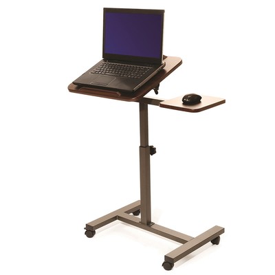 Tilting Sit Stand Computer Desk Cart Portable Laptop Table Rolling