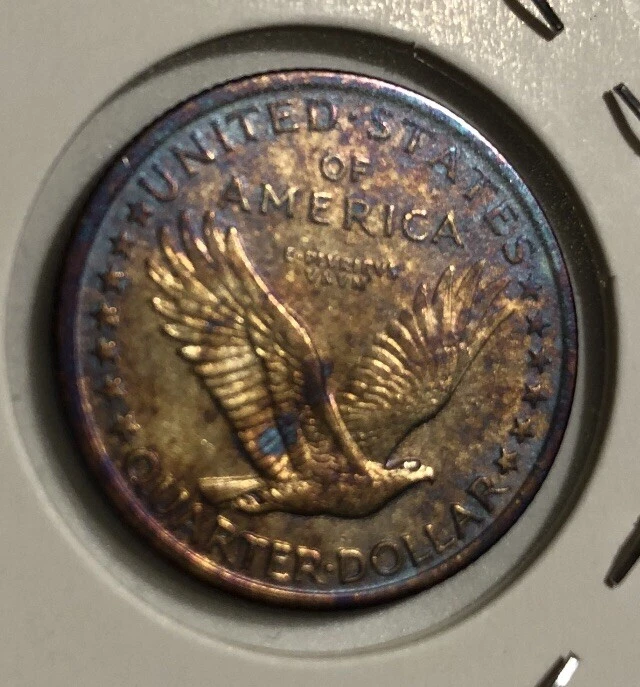 1917 P Standing Liberty 25 Cent Quarter Coin XF No Stars ￼Nicely Toned￼ - Image 2 of 4