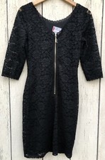 New Nordstrom Eliza J Women's Size 8 Black Lace Black Lined Rear Gold Zip Dress
