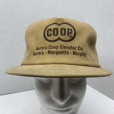 VTG COOP  Aurora Coop Elevator Co  Suede Hat Cap K Brand Snapback USA