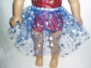 Star-Tutu-18-034-Doll-Clothes-Fits-American-girl-dolls-Patriotic-Blue-Silver-Stars