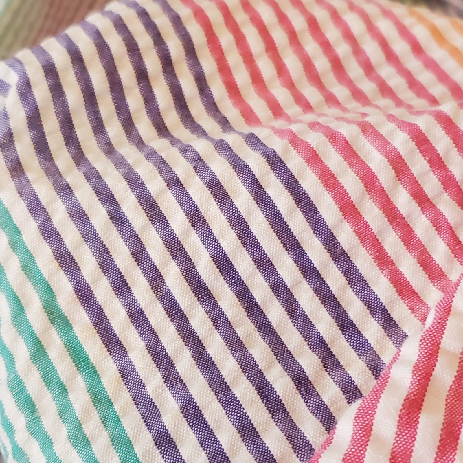 Vintage Rainbow Striped Housecoat Robe Thin Pearl… - image 11