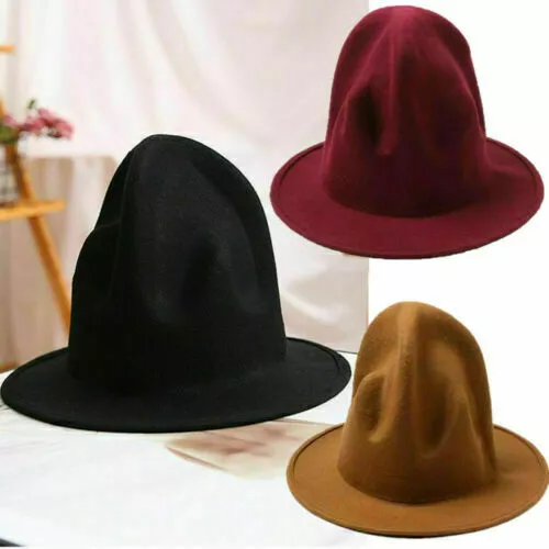 Wool Felt Fedora Hats for Women men Fashionable Wide Brim Hat Dress Panama  Hat