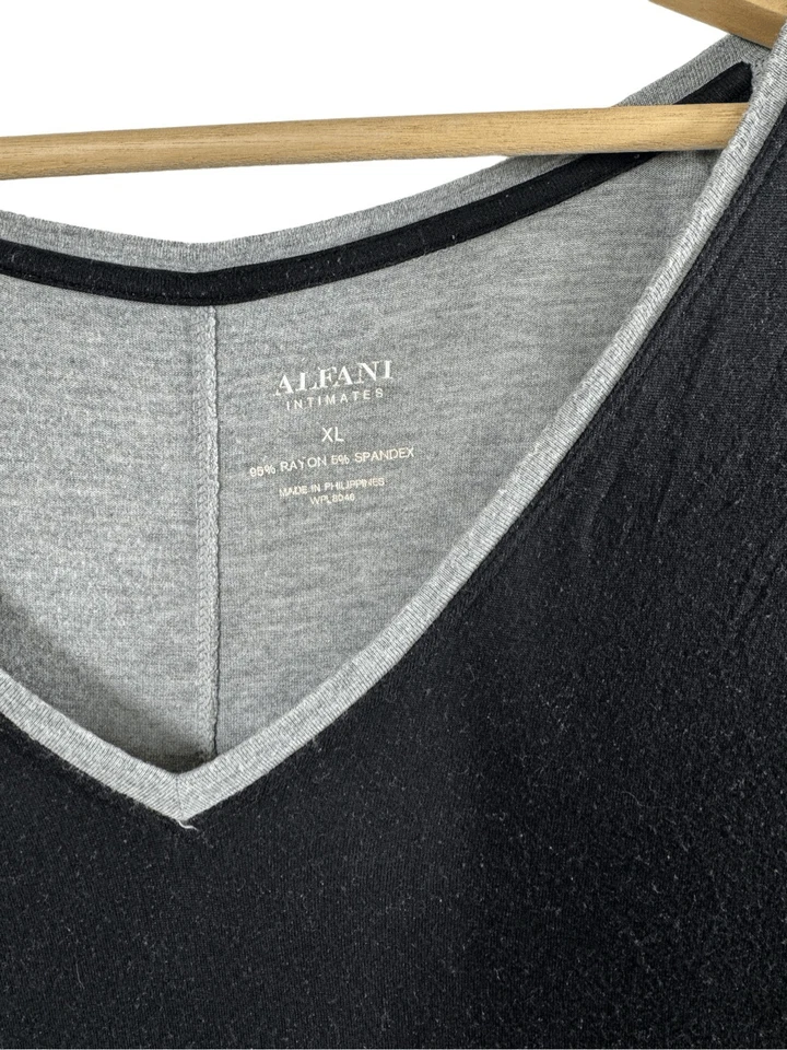 Alfani Black Gray Colorblock Contrast Panel Sleepshirt Size XL Short Sleeve - Image 2 of 4