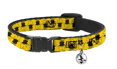 NEW! CHARLIE BROWN CAT COLLAR FLIP YELLOW PREMIUM BREAKAWAY w/ BELL PEANUTS