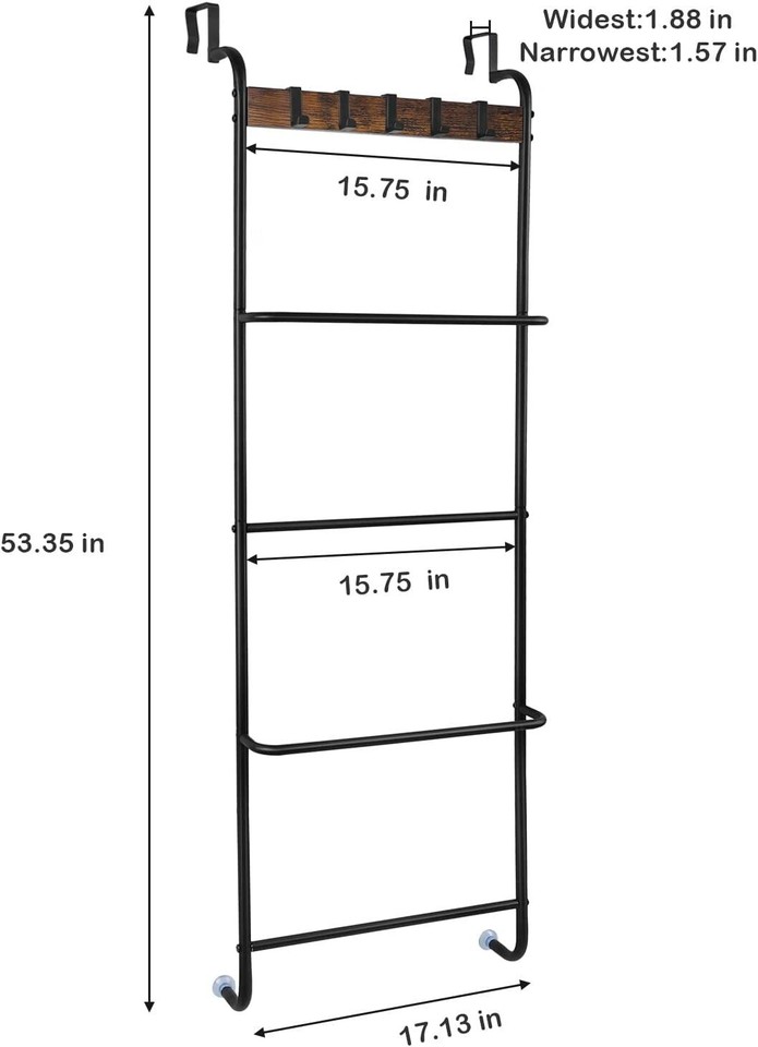 5 Tier Towel Rack, Bath Kicthen Hanging Holder Wall Over The Door